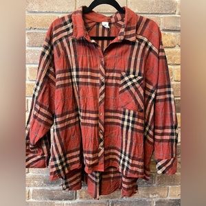 Rust plaid button down shirt